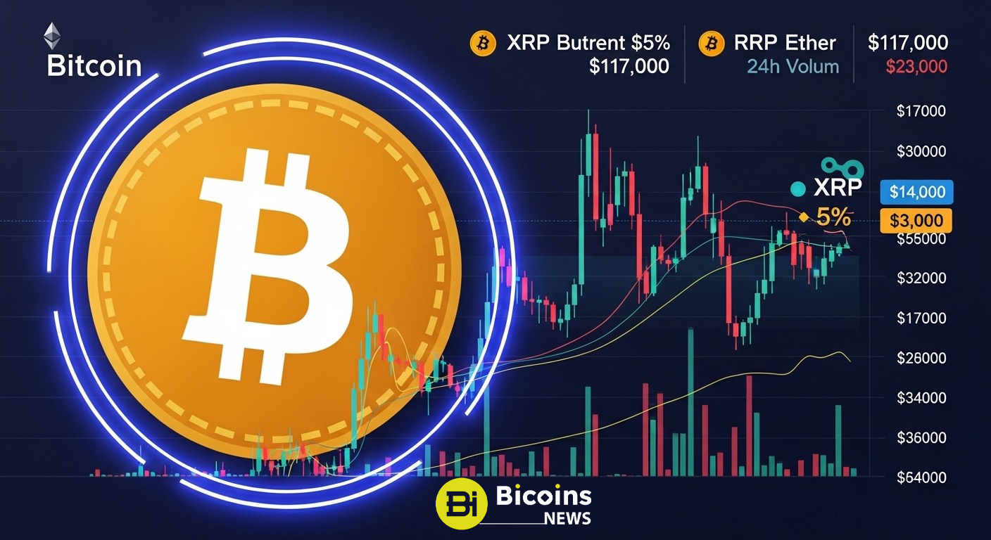 Bitcoin Crosses $117K as Ether Hits $3,000 and XRP Surges by 5%